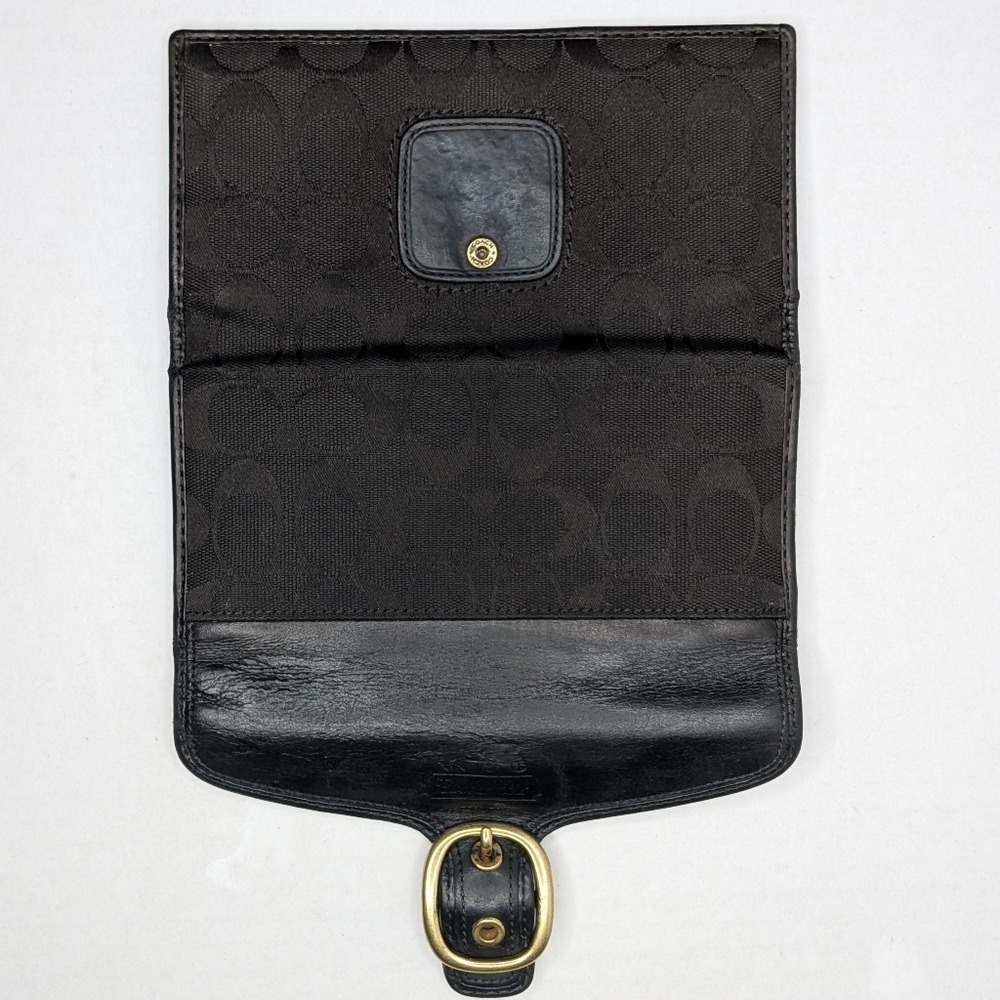 Vintage Coach Bleeker Black Signature Jacquard Canvas & Leather Buckle Wallet - Picture 6 of 15